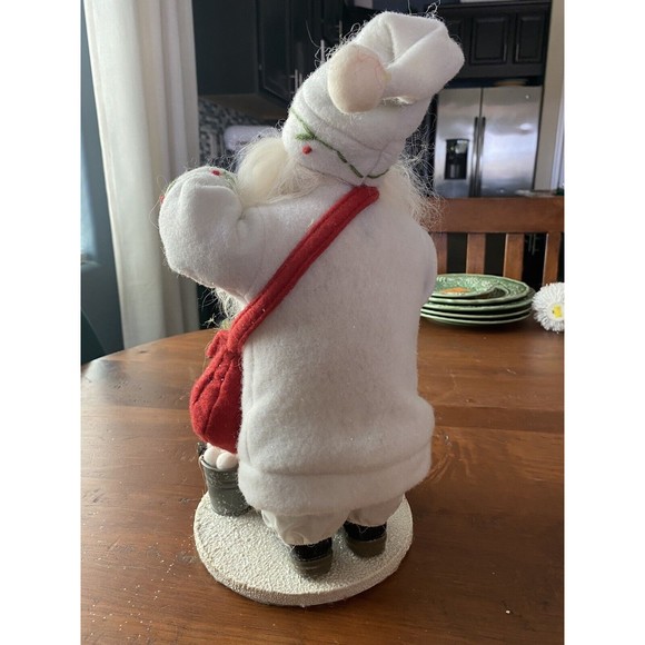 Vintage 14”Stuffed Felt standing Santa & boy 8"snow bottle brush tree snowballs - Picture 10 of 12